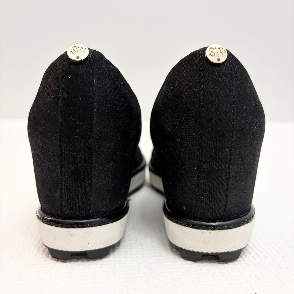 Stuart Weitzman Ariana Clare Wedge Pump Black Textile Size 3 US 34 EUR - Picture 7 of 11
